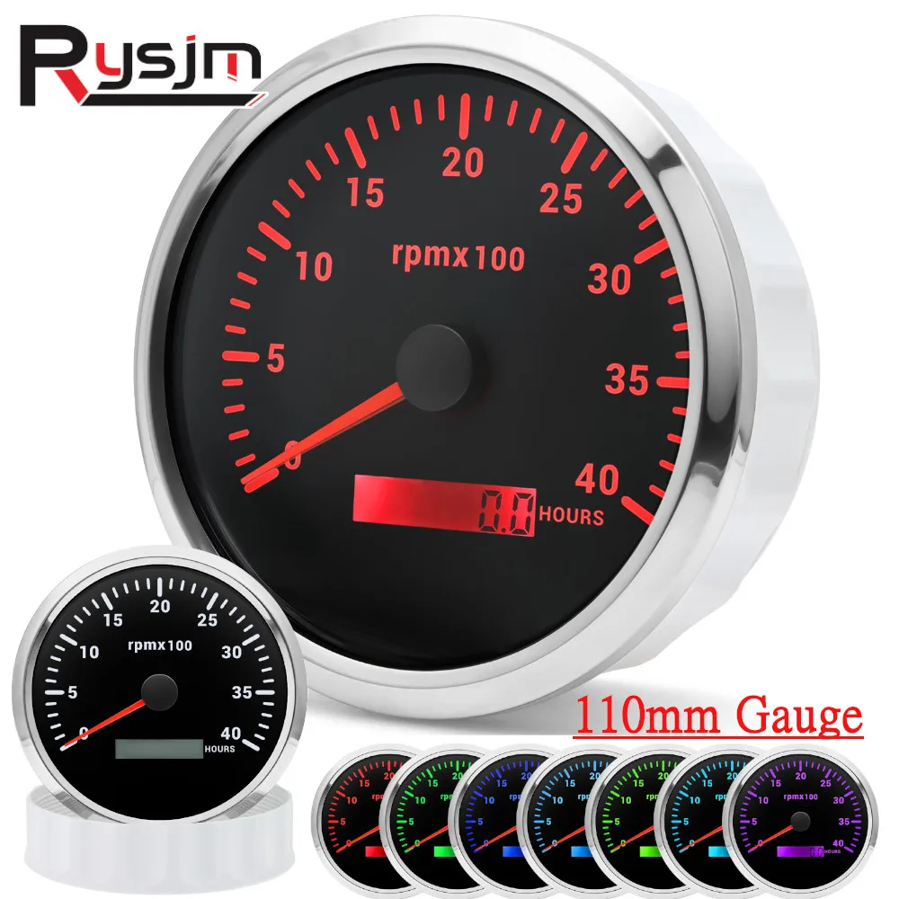 Customized 110mm Tachometer With LCD Hour Meter 3000~8000RPM 7 Color Backlight Tacho Gauge RPM Meters For Gasoline Diesel Engine