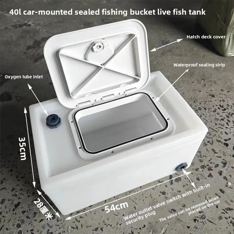 New Car-Mounted Sealed Fishing Box Transportation Fish Bucket Household Plastic Horizontal Flip Cover Live Fish Box
