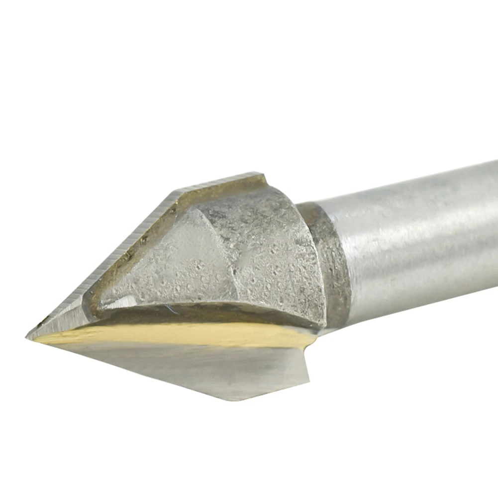 10mm Cutting Diameter Silver Solid Carbide V shaped Milling Cutter Chamfer End Mill for Engraving and Chamfering