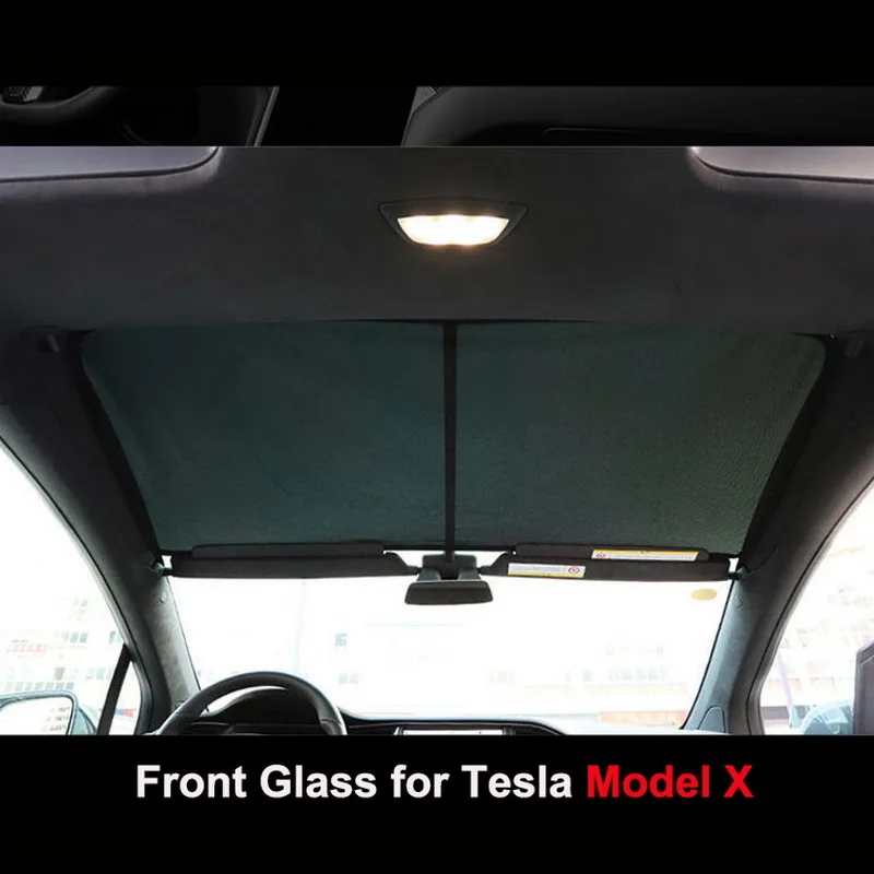 For Tesla Model X 2024 Head Front Glass Roof Sunshades Sun Shades UV Protection Skylight Cover Sunroof Curtain Mesh Sun Visor