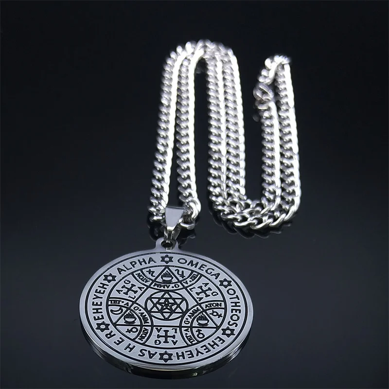 Tetragrammaton Talisman Enochian Angel Magic Amulet Necklace Stainless Steel Star David Alpha Omega Eheyeh AGLA Necklaces N7542