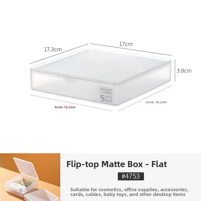 透明プラスチック製デスクトップ収納ボックス-蓋付き-カードホルダー付き-ビンオーガナイザー-日本風雑貨オーガナイザー