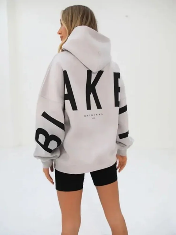 2024 neue Europa und Amerika Mode Brief druck lang ärmel ige lose Sweatshirt Herbst Hoodie Tops Pullover Damen bekleidung