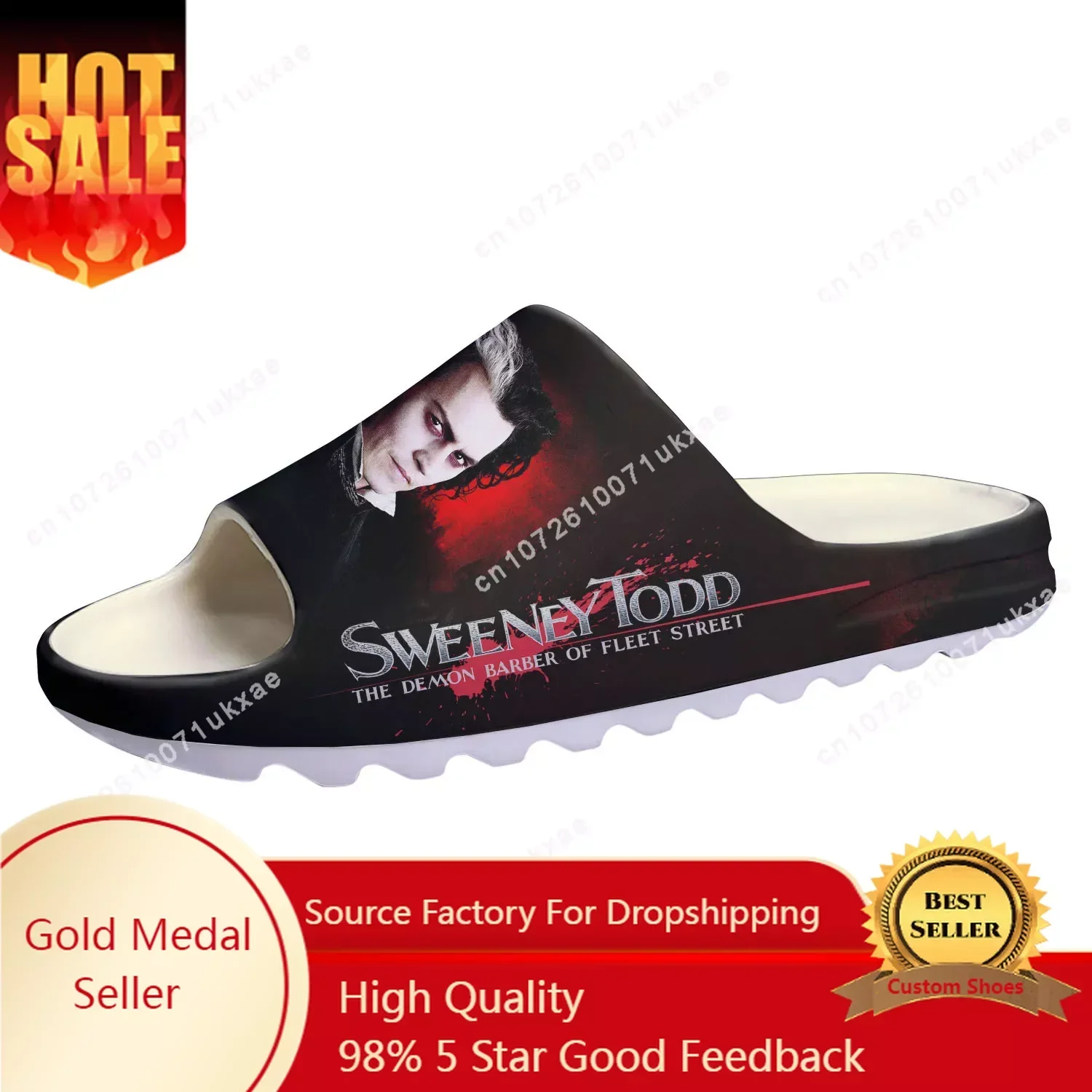 Sweeney Todd Demon Barber Fleet Street Soft Sole Sllipers Home Clogs Step On Water Shoes Mens Womens Step in Custom Sandals