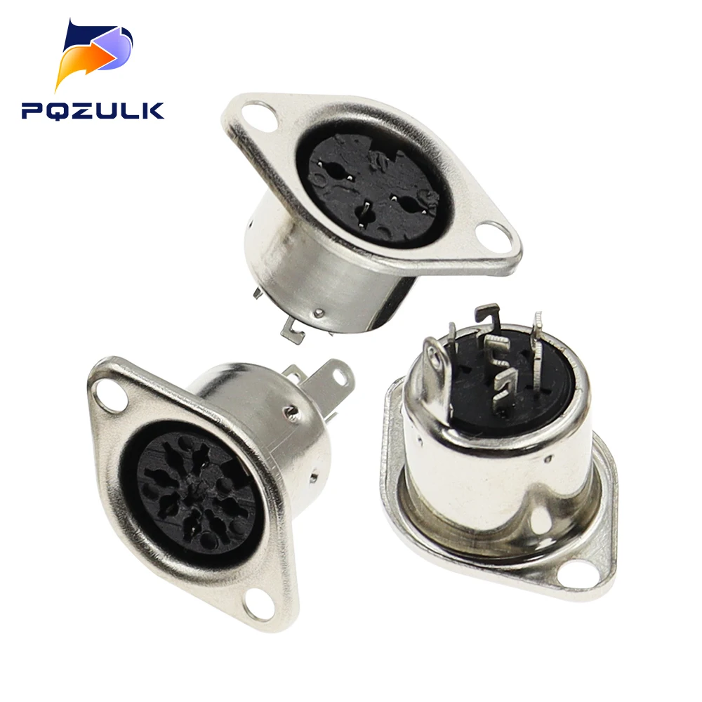 10PCS 3/4/5/6/7/8PIN Panel Mount Female Jack DIN Adapter MIDI Cable Connector