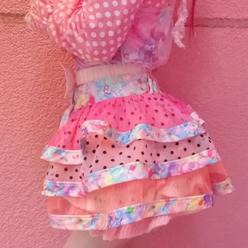 New Japanese Sweet Decora Subculture Y2k Aesthetic Summer Design Sense Lolita Cake Yarn Layering Skirt For Women