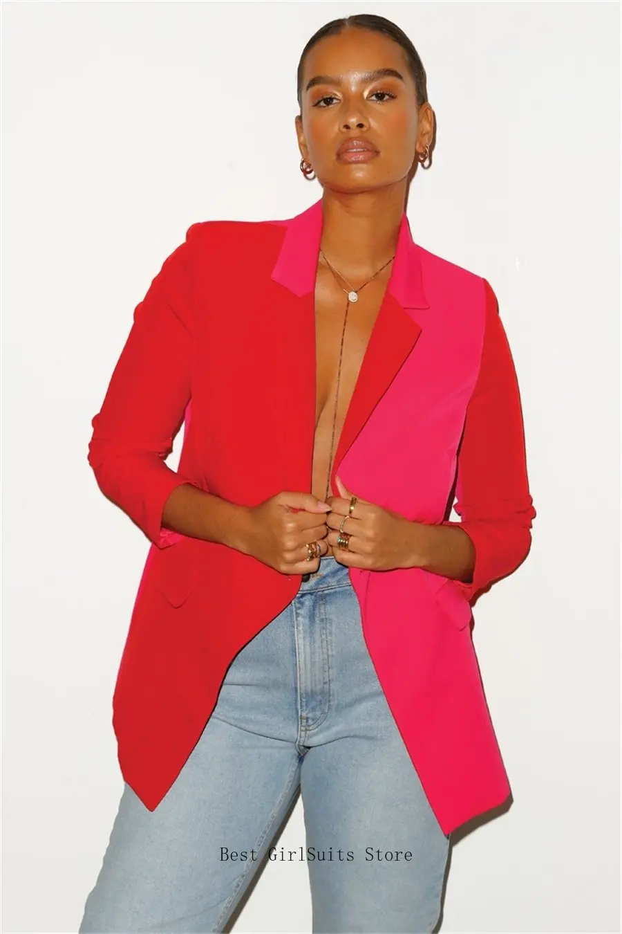 Cuciture colore Casual abiti da donna per matrimonio 1 pezzo Blazer doppio petto moda formale abito da sera da ballo su misura