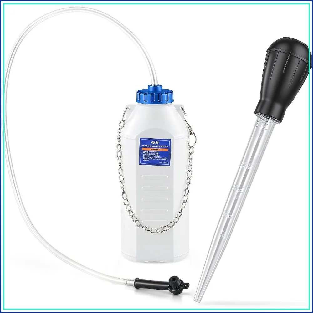 

1L Brake Bleeder Kit with 30ml Fluid Extractor, 27in Hose & Steel Chain, One-Person Brake Bleeding Tool for Cars Motorcycle ATV