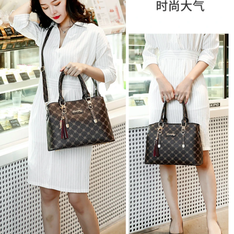 

Модная модная женская сумка через плечо с принтом, универсальная сумка большой вместимости, классическая сумка через плечо в стиле ретро, дорожная сумка-тоут