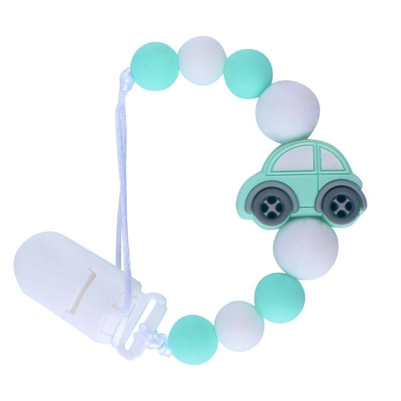 Y4QA Dummy Clips Baby Boys Panda Pacifier Chain Silicone Teething Relief Beads Soother Pacifier Holder Clips B