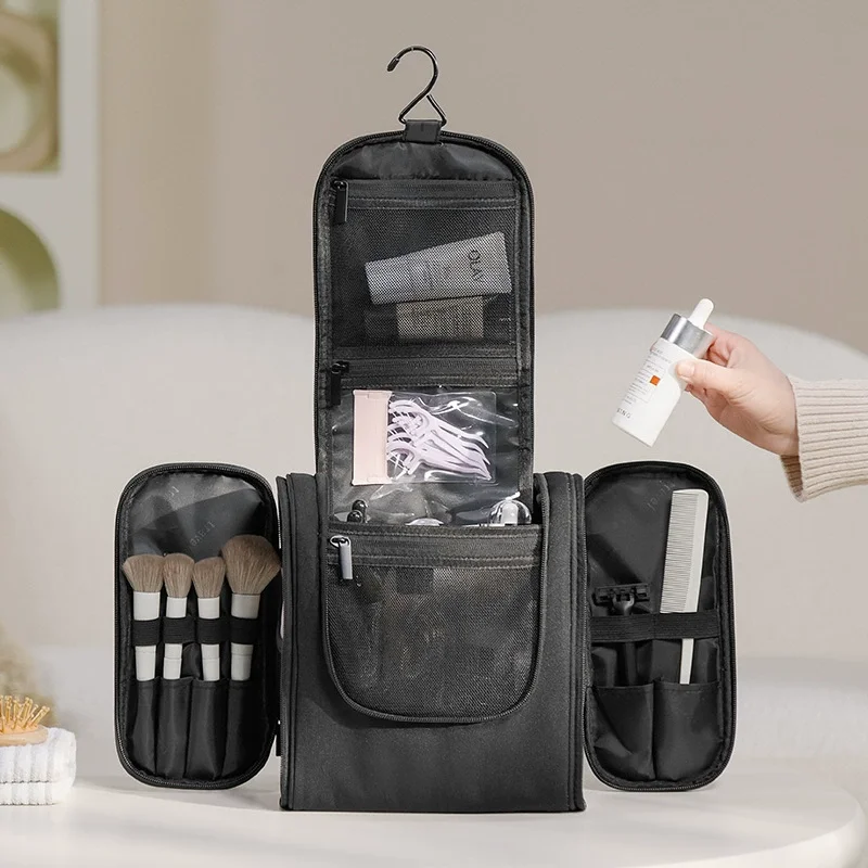 

Extra Large Travel Toiletry Bag with Hook,Leak-proof Cosmetic Organizer,Double Opening Hanging Shower Bag,Idea for Business Trip