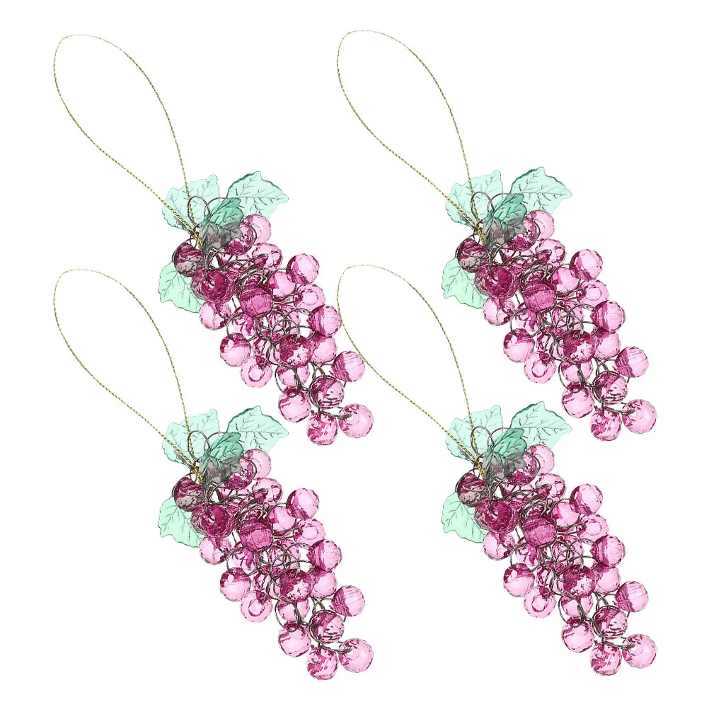 4 Piezas de Adornos Colgantes de Uvas con Cuentas, Racimo de Uvas de Acrílico y Vidrio, Decoración para Fiestas y Bodas, Fruta Artificial, Decoración Festiva