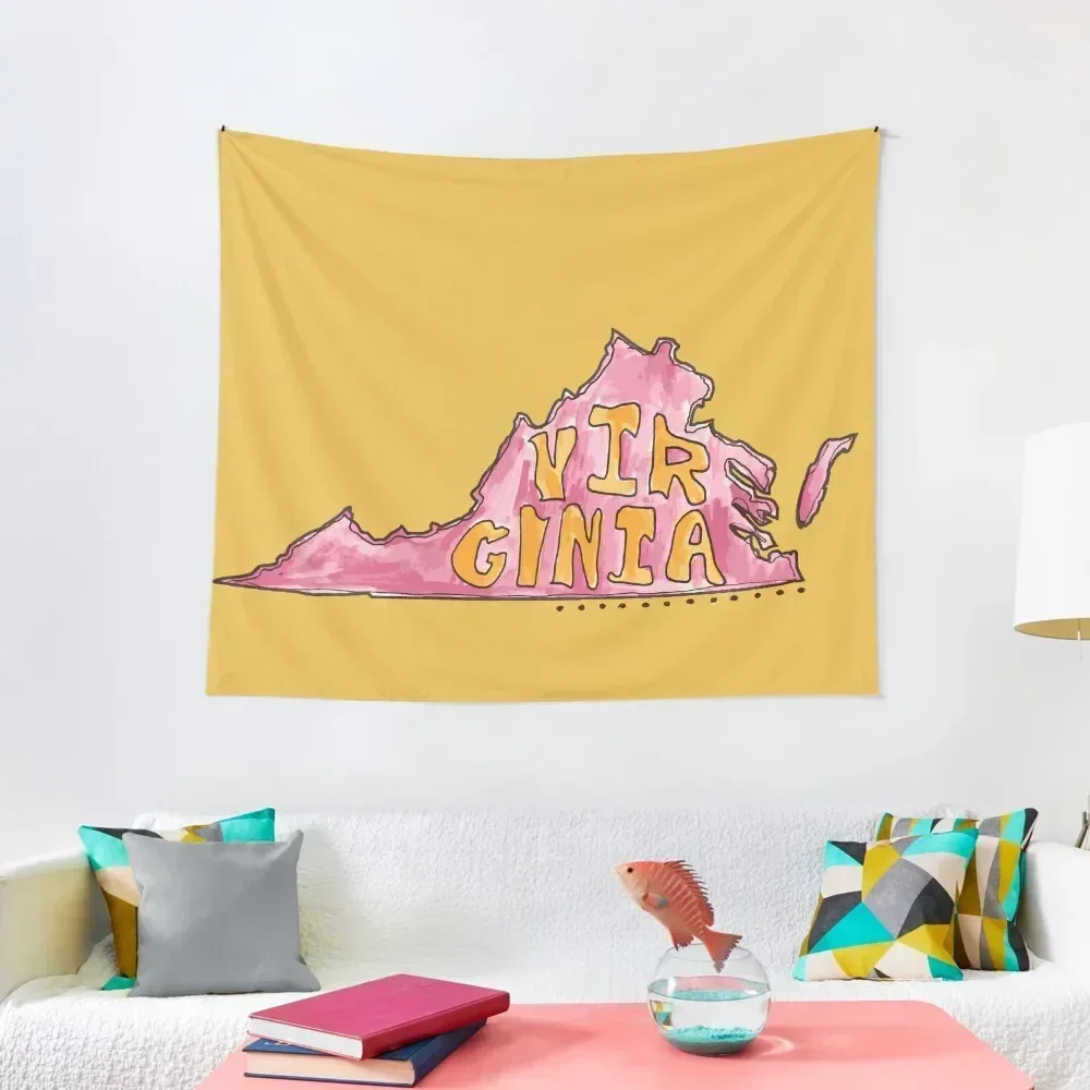 Virginia State - Pink & Orange Tapestry Wall Decor Hanging Tapete For The Wall Room Aesthetic Decor Tapestry