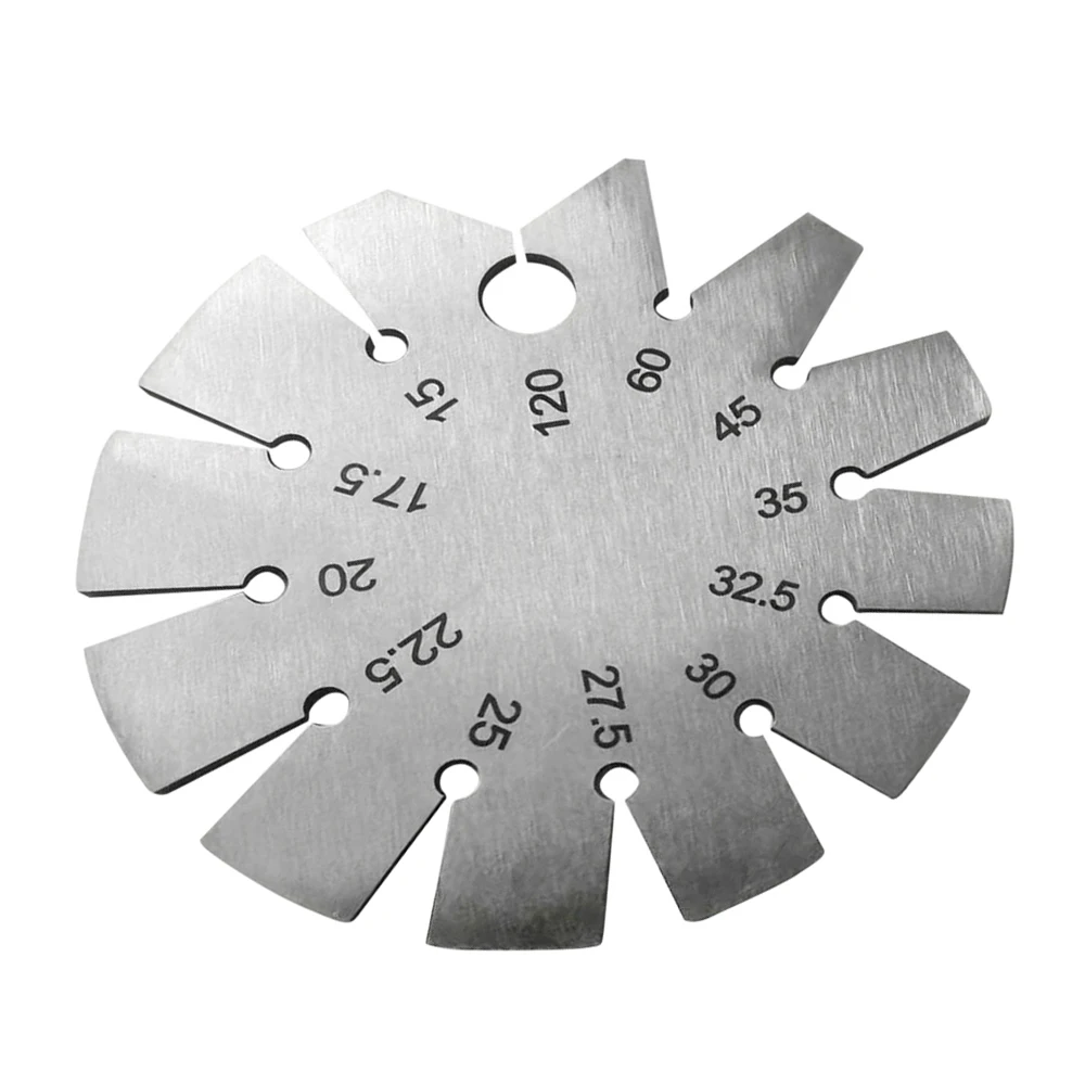 Stainless Steel Round Gauge Diameter Bevel Gauge Angle Protractor Thickness Gauge 15° 20° 22.5° 30° 45° 60° 120° Measuring Tool