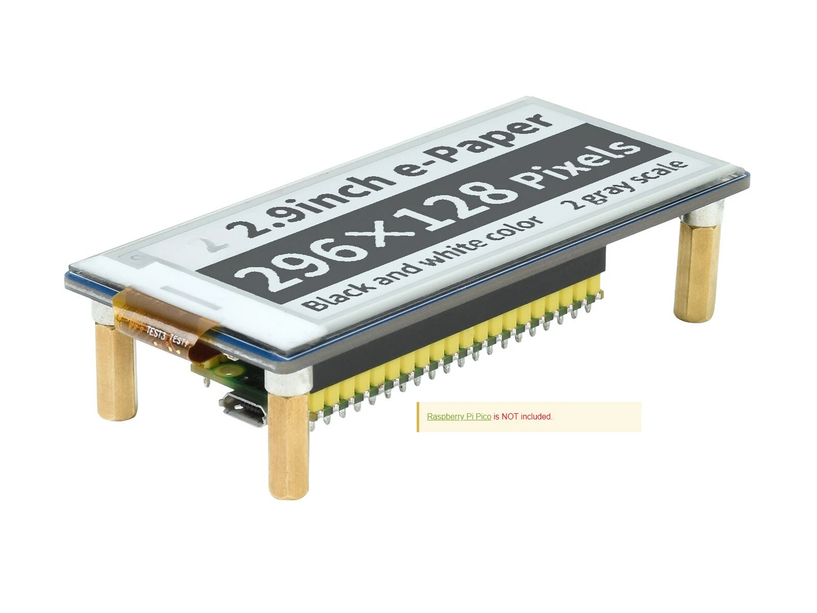 For 2.9inch E-Paper E-Ink Display For Raspberry Pi Pico 296×128 Pixels