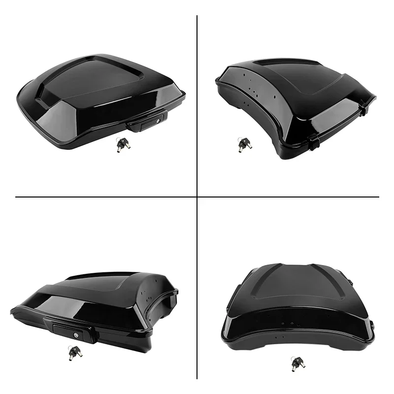 Motorcycle Razor Trunk with Latch Bright Black For Harley Tour Pak Touring Street Glide Ultra Road King 1997-up