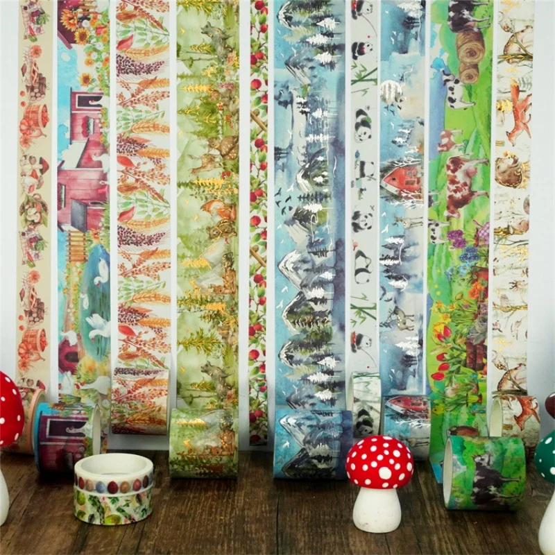 Vintage Butterfly & Floral Prints Washi Tape Botanical Forest Design for DIY Scrapbooking & Journaling