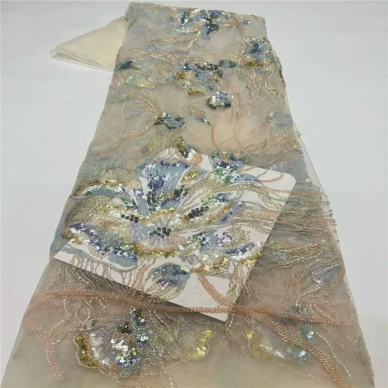 5yard Pearl tube sequin embroidery fabric Wedding dresses cheongsam diy Design fabric for sewing