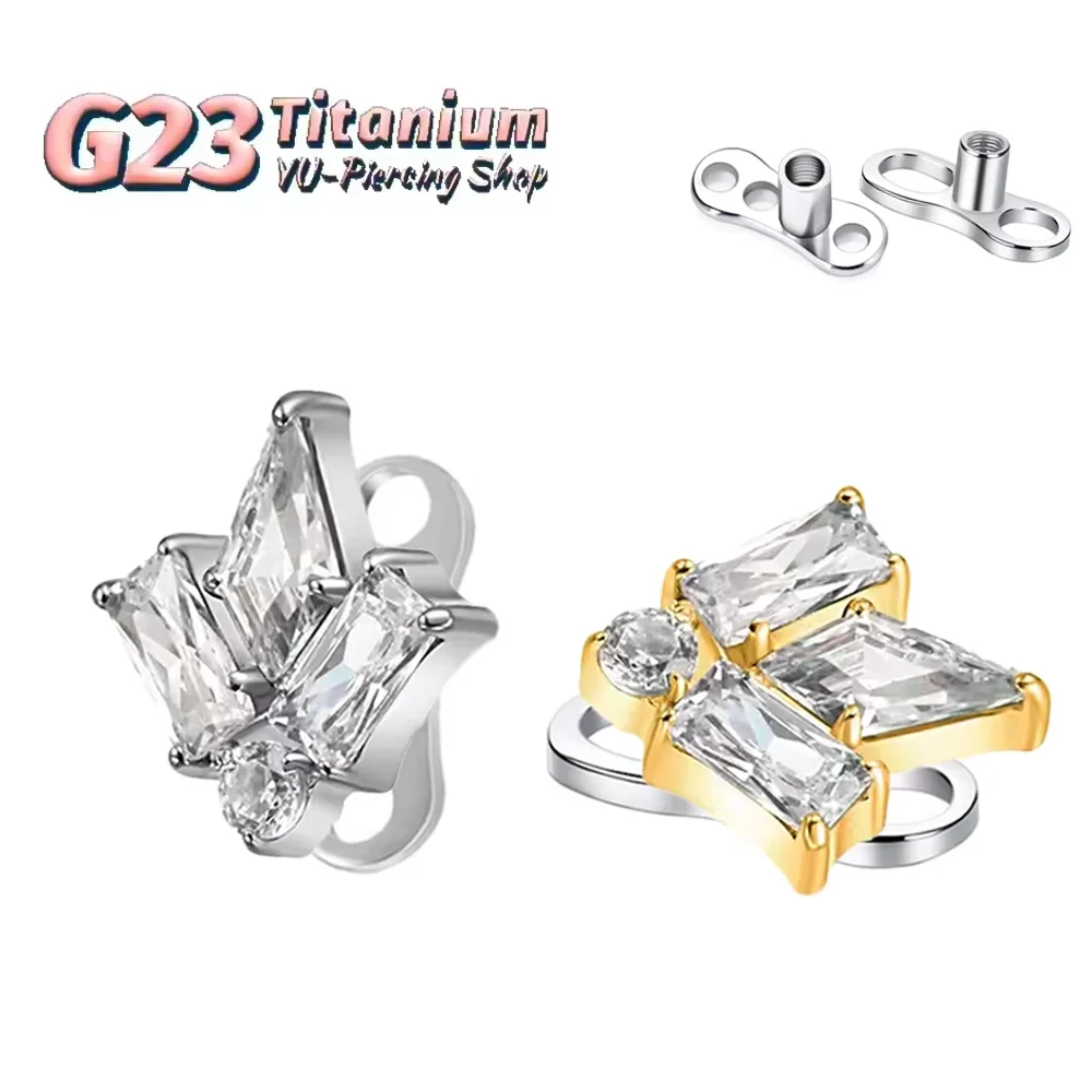 

F136 Medical-Grade Titanium Alloy Fashion Square Zirconium Clavicle Anchor Implant 16G Internal Thread Micro-Puncture Jewelry