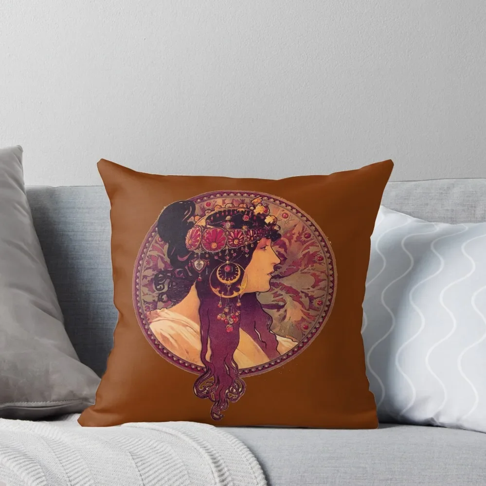 Mucha - Donna Orechini Throw Pillow Cushion Cover For Sofa christmas cushions covers Pillow