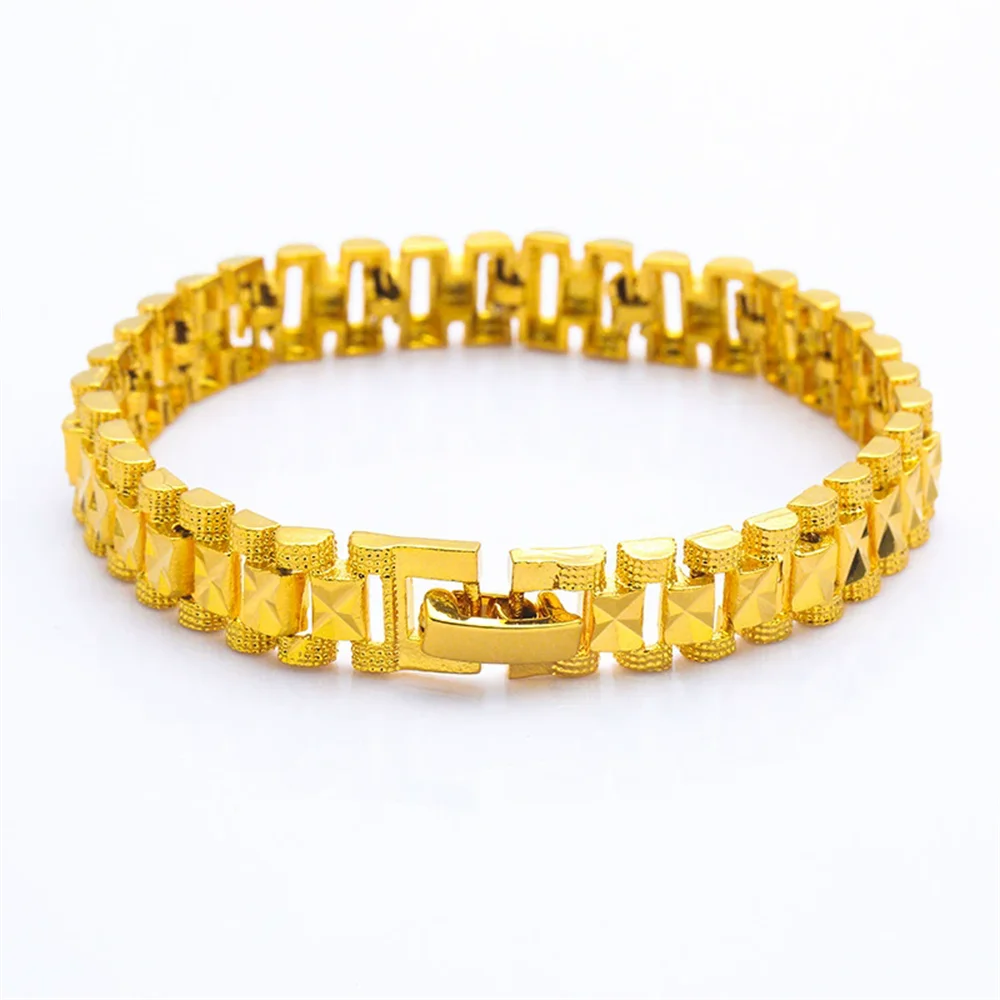 Klassische frauen Armband Großhandel 8 MM Trendy Gold Farbe Chunky Hand Kette Link Armband für Männer Frauen Schmuck Pulseira 2025