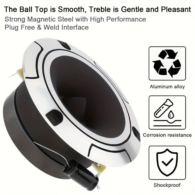 2 High-compression car bullet super tweeter speaker，4 Ohm，Aluminum frame and diaphragm，With capacitor，Universal driving position
