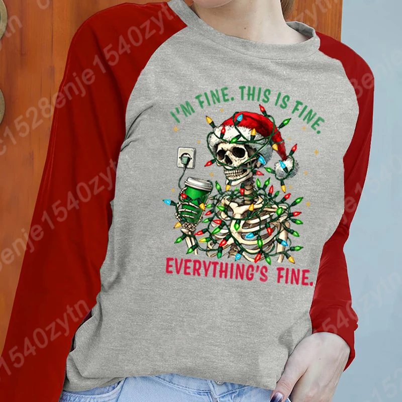 

Женская крутая Рождественская рубашка с длинным рукавом и круглым вырезом