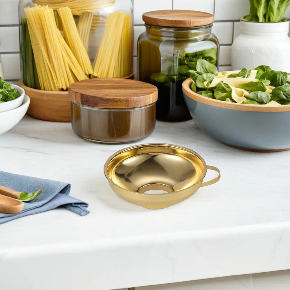 

2Pcs Stainless Steel Wide Mouth Funnel Elegant Oil Wine Liquid Transfer Kitchen Canning Mason Jars Large Metal Funnel