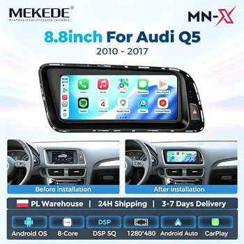 MEKEDE MNX Autoradio Inalámbrico de 8.8 Pulgadas con Sistema Dual Android OS y Carplay para Audi Q5 2009-2016, Versión Alta, Radio de Coche 2 Din, Reproductor Multimedia, Pantalla, 4G LTE, Navegación GPS, Audio, MTK6762, 4G, 64G, FM Estéreo, Compatible con Bluetooth, Información Original BT Automotivo 1