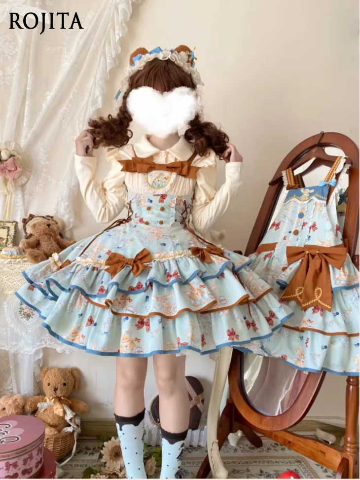 

Japanese Original Lolita Strap Dress for Women 2026 New Seaside Tea Party Lolita Dress Cute Maid Cake Dress
