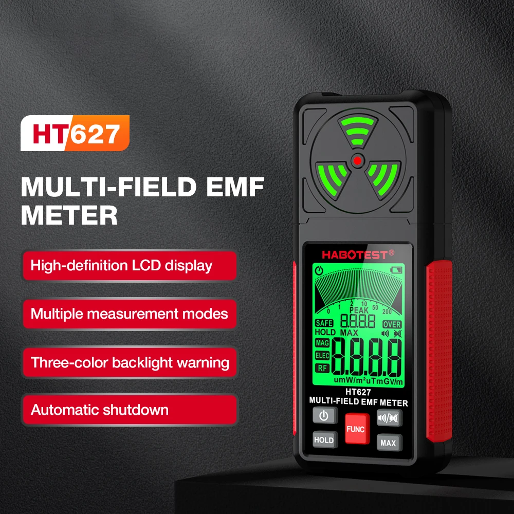 

HT627 EMF Meter Professional Electromagnetic Field Radiation Detector Handheld Portable Radio Frequency Warn Meter