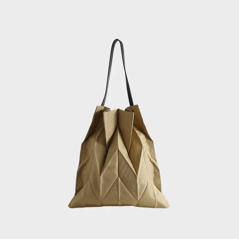 Miyake Pleated Authentic Geometric Ringer Unique Design Solid Color Shopping Bag Handbag for Woman 2023 Drawstring Bags