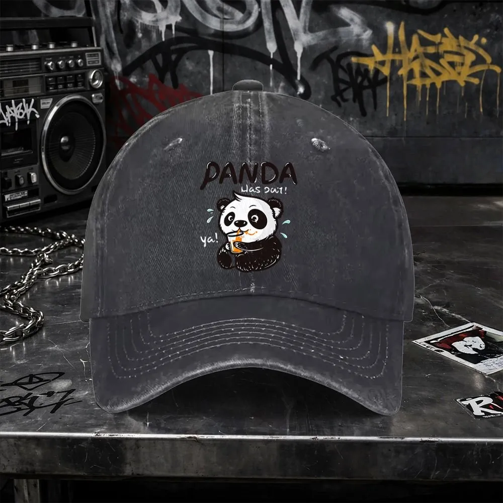 Drinking Juice Panda Vintage Washed Baseball Cap Unisex Casual Outdoor Street Style Hat