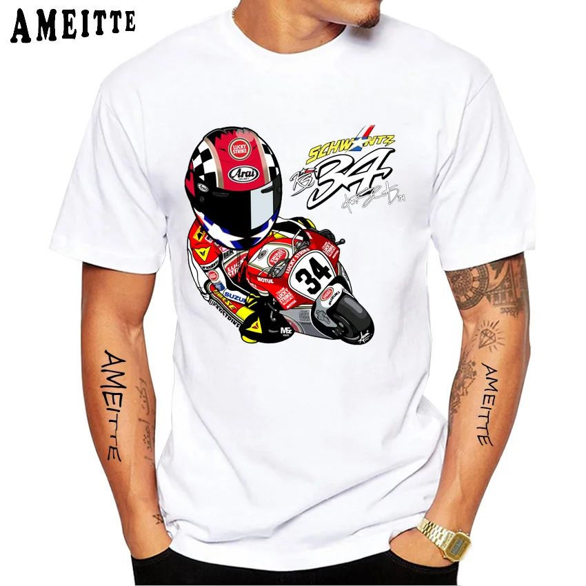 Kevin Schwantz 34 GP Legend Riding T-Shirt New Men Short Sleeve GS Adventure Moto Sport White Tops Man Motorcycle Rider Tees