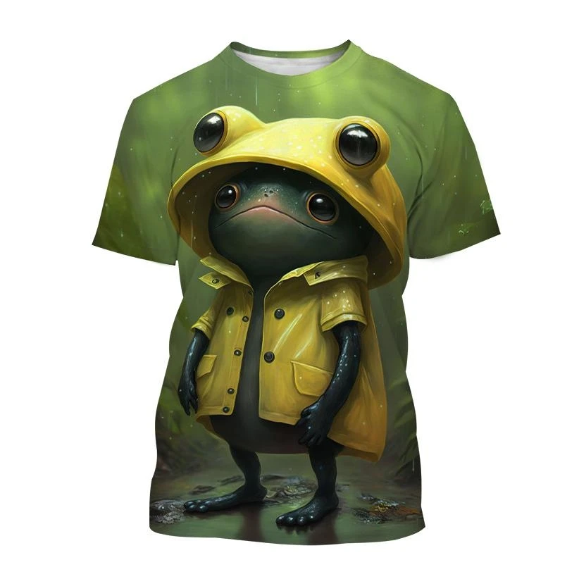 New fashion cartoon animal frog 3D printing T-shirt summer casual round neck short-sleeved unisex sports frog T-shirt XS~5XL