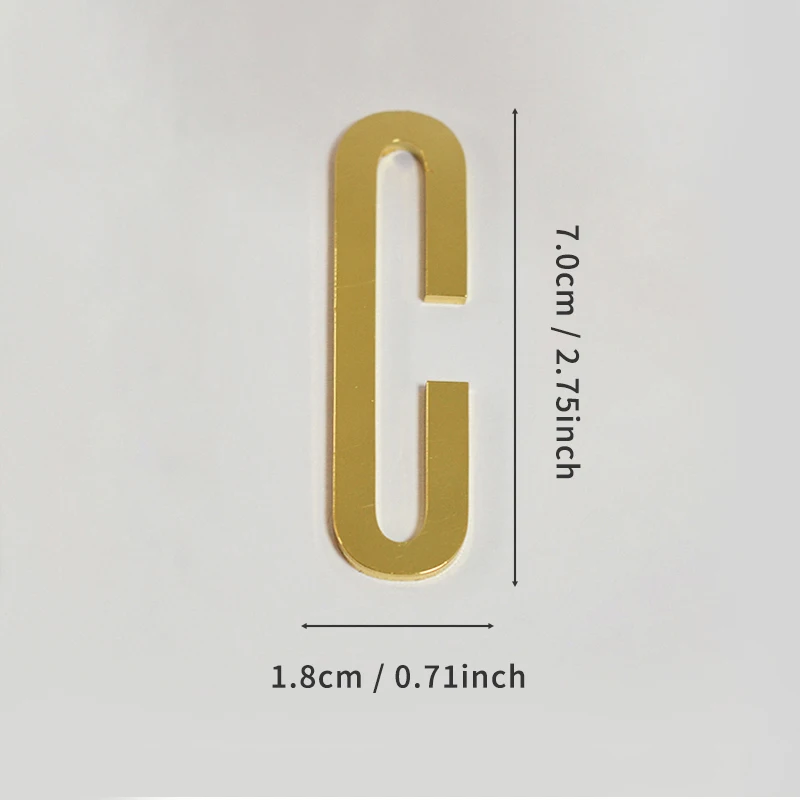 Goldene selbstklebende Hausnummern aus Metall mit englischen Alphabet-Buchstaben für Wohnung, Zimmer, Tür, Tisch, Briefkasten, Zahlenaufkleber, 7 cm – Detail 9