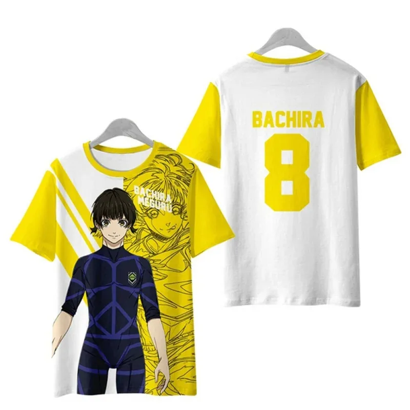 Camiseta de Anime Blue Lock ISAGI CHIGIRI BACHIRA NAGI KUNIGAMI disfraces Cosplay BAROU camisetas de entrenamiento de fútbol poliéster estampado 3D