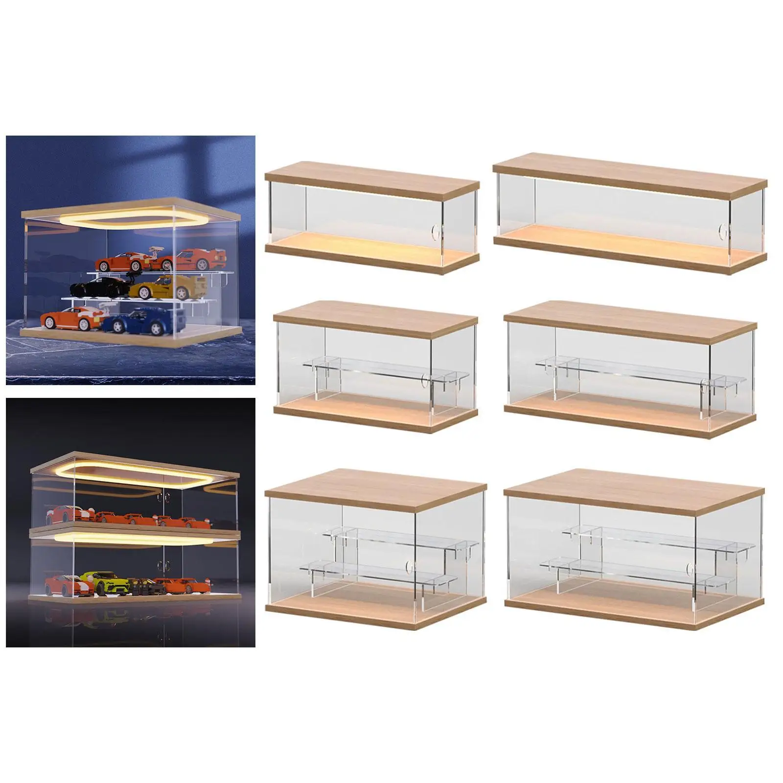 1/64 Scale Diecast Model Car Display Case,with LED Lights,Acrylic Display