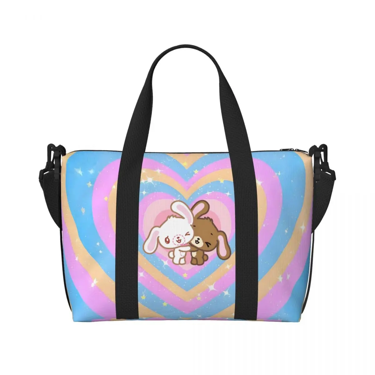 

Custom Sanrio Sugarbunnies Cartoon Beach Tote Bag Women Extra Large Gym Carry On Kawaii Anime Travel Shopping Bags