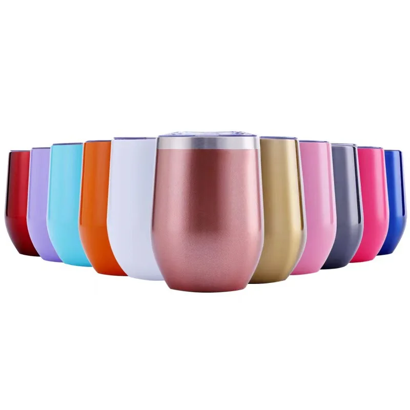 Portable Water Drinking Bottle12oz Double-layer Stainless Steel Beer Red Wine Cup Wide-mouth Water Cup U-shaped Vacuum Cup