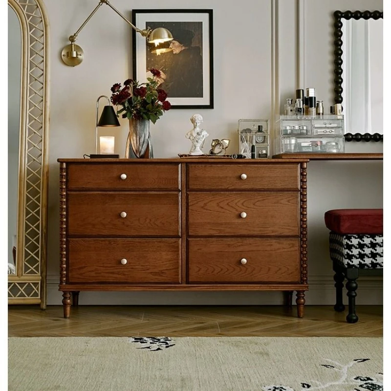 

Solid Wood Makeup Table Retractable Bedroom Tailstock Chest of Drawers Dresser Integrated Storage Cabinet