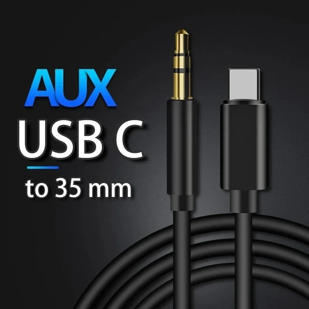 USB Type C to 3.5 MM Jack AUX Cable DAC Type-C Audio Kabel for Car Speaker Headphone Tipo C Auxiliary Adapter About 95cm Cables