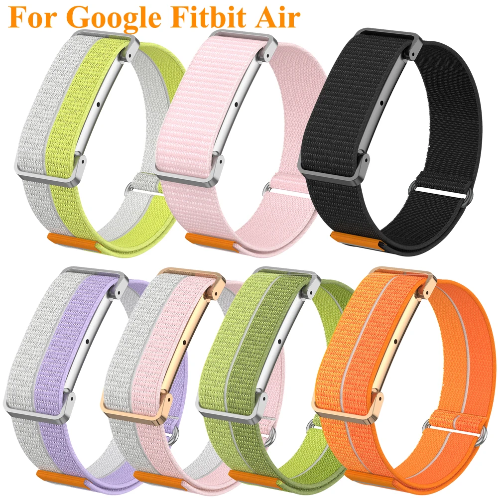 Nylon-Handgelenkband für Google Fitbit Air, ultradünn, federleicht, atmungsaktiv, Schnellverschluss, Metallschutzhülle, Handgelenkband