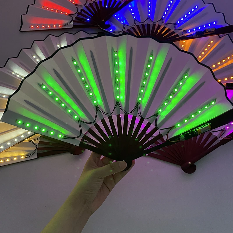 Halloween Karneval Party Beleuchtung liefert 10 Zoll LED Neon Licht Rave Fan faltbare leuchtende Fan leuchten in der Party