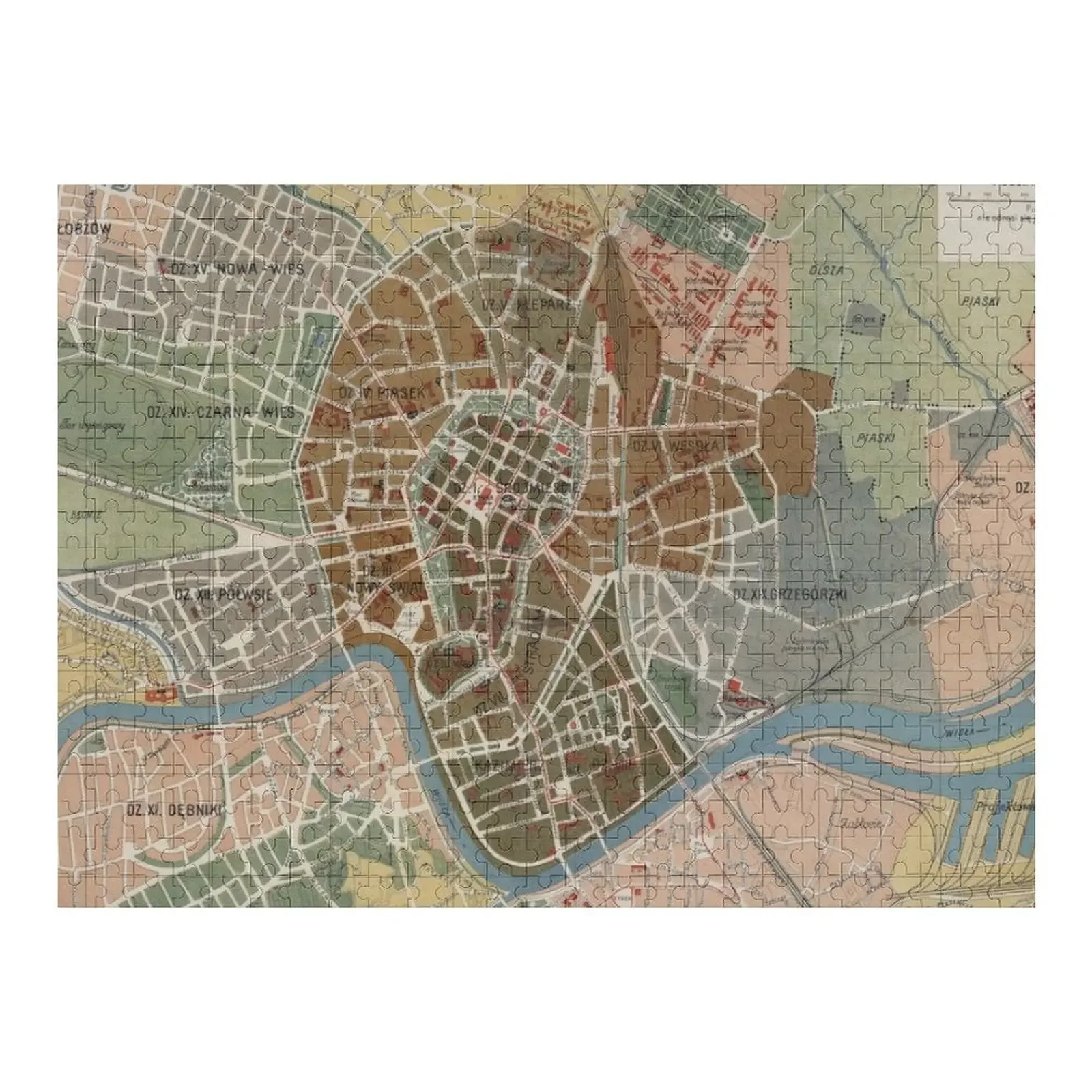 

Винтажная карта Краков Польши (1916) Пазл на заказ Деревянное фото Персонализированные подарки Персонализированное имя Пазл