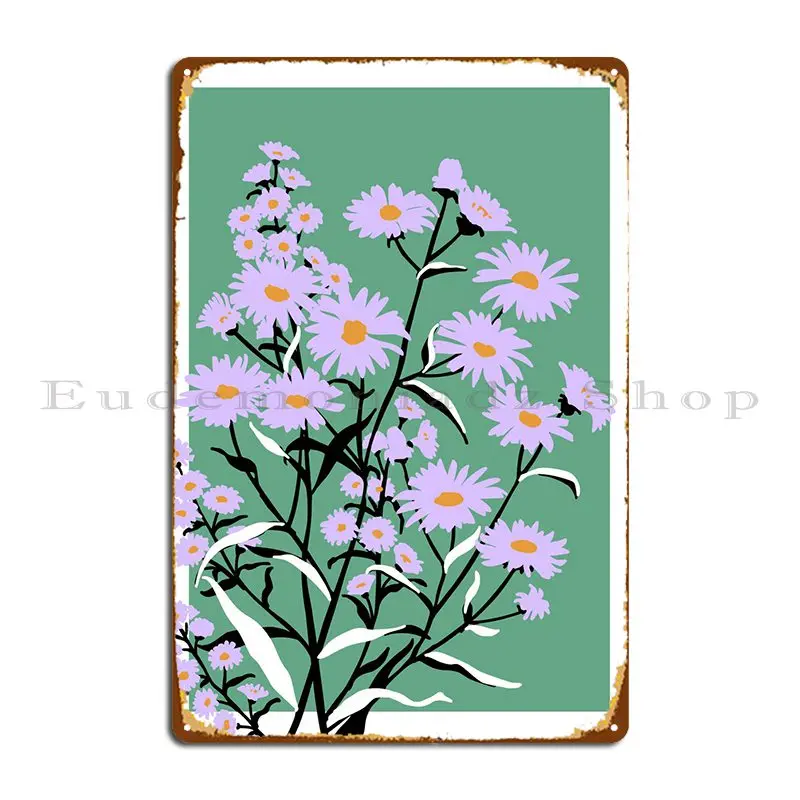 Bold Flower Autumn Aster Metal Sign Decoration Custom Create Kitchen Pub Tin Sign Poster