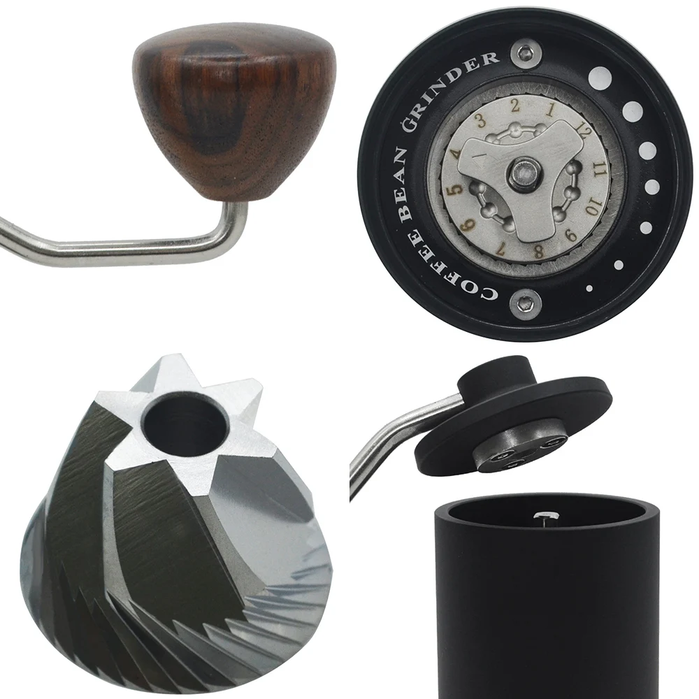 XEOLEO-molinillo de café portátil, 28g, 38mm, acero inoxidable, 6 estrellas, molinillo de mano para filtro, máquina de café expreso, molienda manual