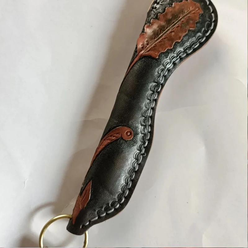 Embroidery Carving Boston Leather Racket Outdoor Edc Portable Tool with Hand Rope Self-defense Tools Creative Gift for women