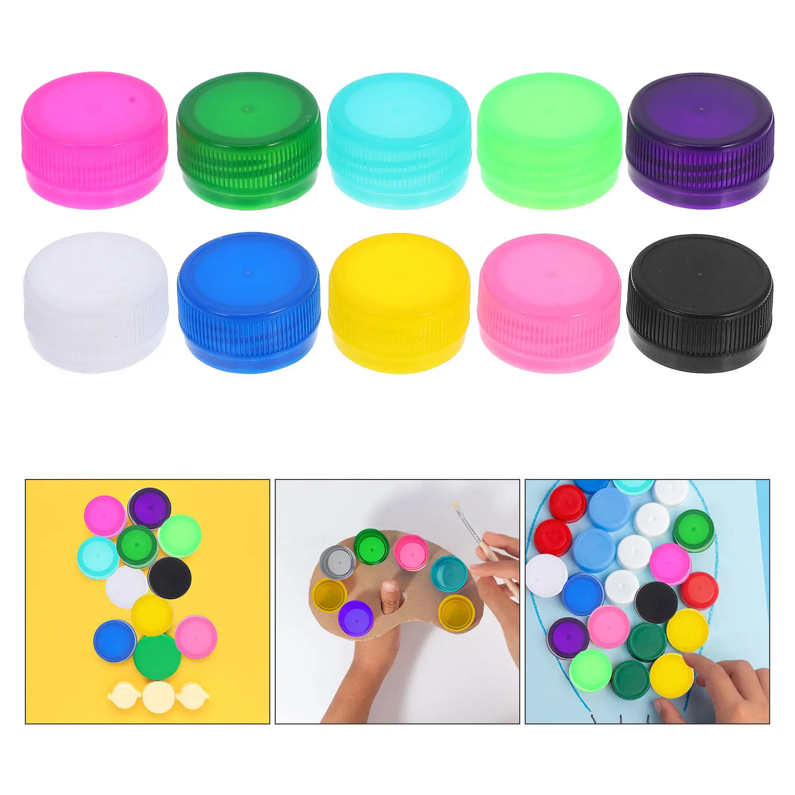 

100Pcs Colorful Plastic Bottle Caps DIY Handcraft Material Promoting Kids Creativity Imagination Development Kindergarten Art
