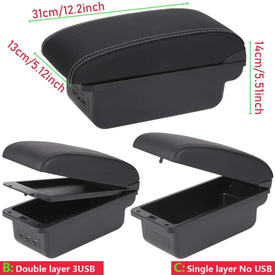 Für Volkswagen UP Armlehnenbox Für Skoda Citigo IV VW UP Seat Mii Auto-Armlehnenkonsole Auto-Aufbewahrungsbox Getränkehalter Auto-Zubehör – Detail 3